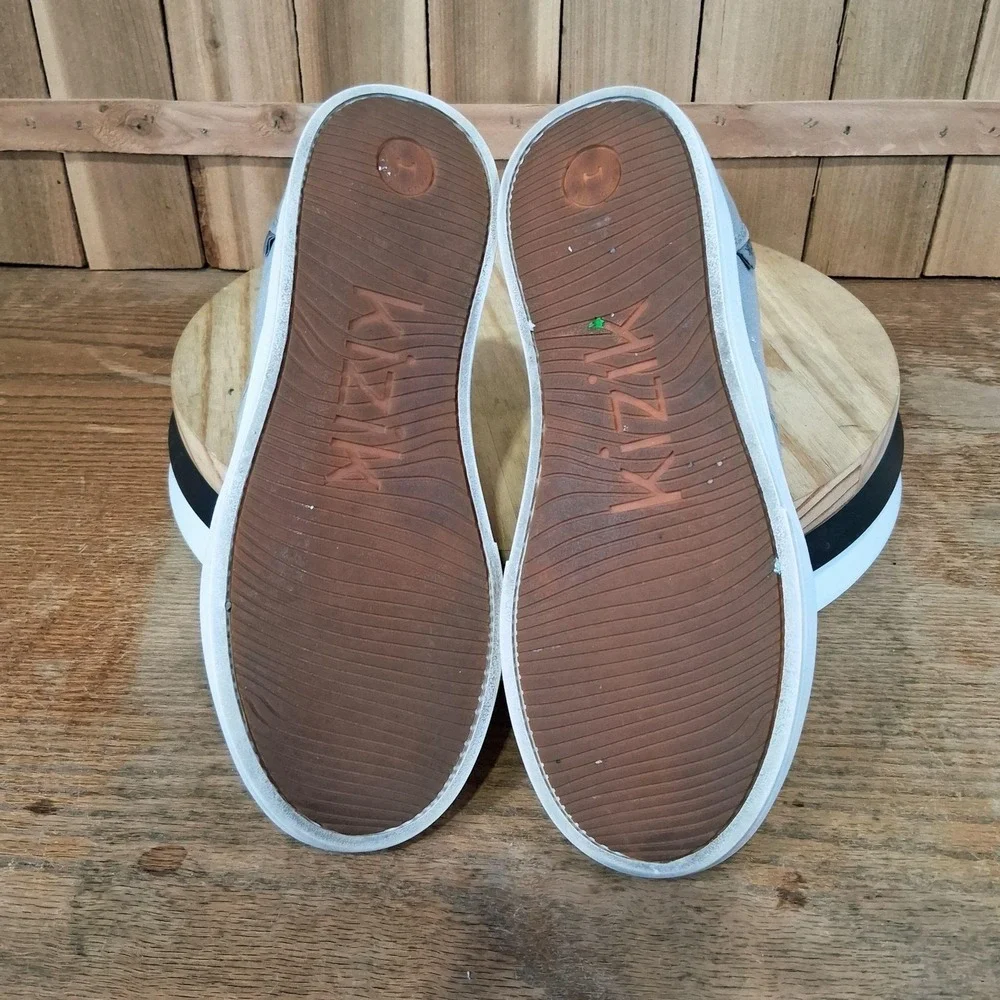 Kizik‎ Venice Shoes Womens 9 Gray Canvas Slip On Comfort Hands Free Sneakers